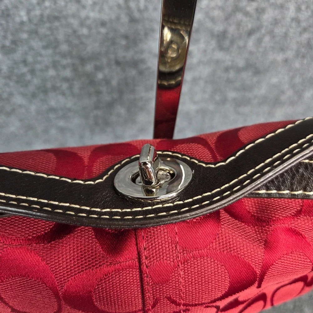 Coach Turnlock Mini Bag Purse Fold Over Wristlet Red Signature C Y2K Vintage